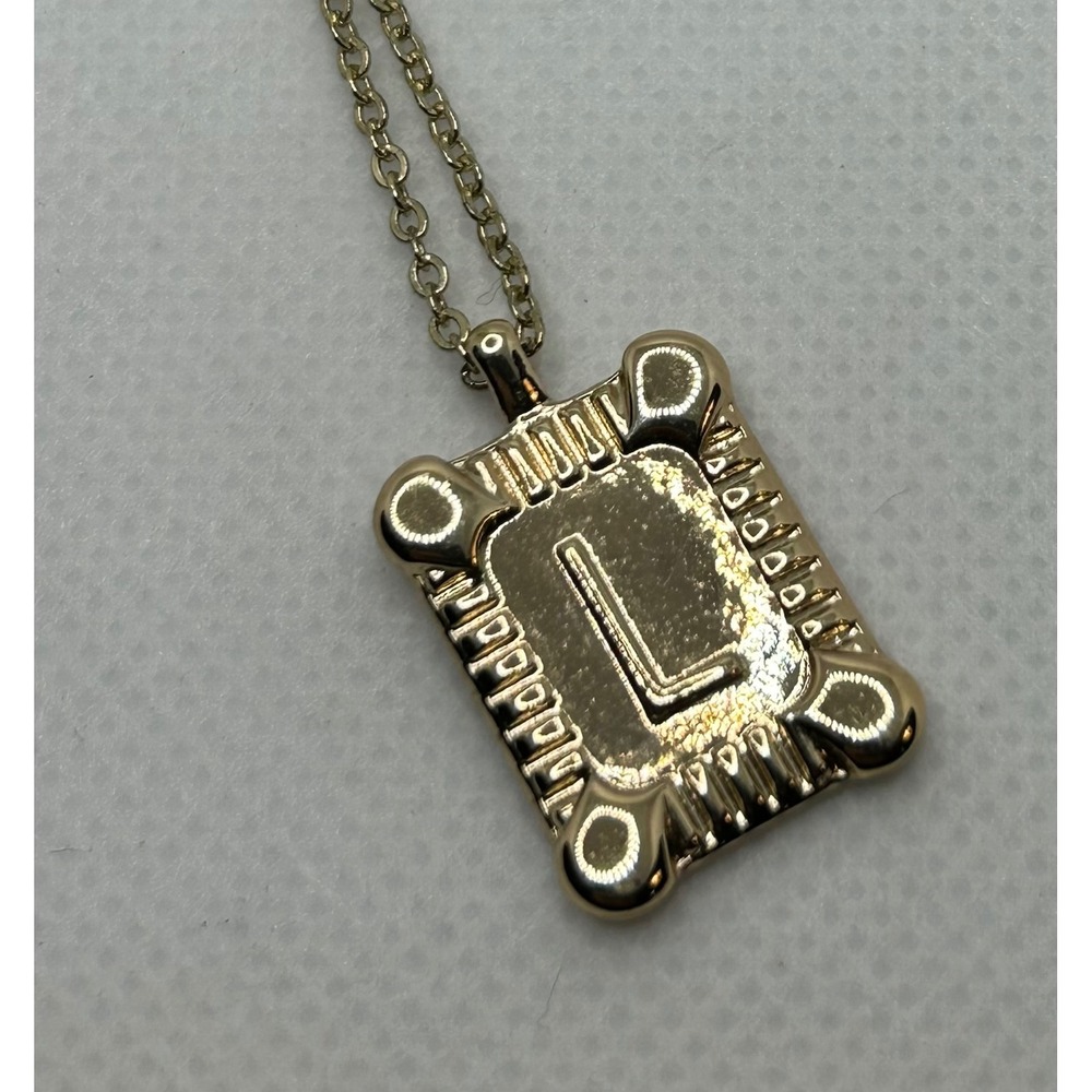 Gold Tone Initial Necklace Letter L Pendant‎ Charm Chain Jewelry Women
